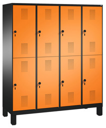 Zeige Details für Garderobenschrank doppelstöckig, 8 Fächer S3000 Evolo mit 300 mm Abteilbreite, mit Füßen Bild von Garderobenschrank doppelstöckig, 8 Fächer S3000 Evolo mit 300 mm Abteilbreite, mit Füßen