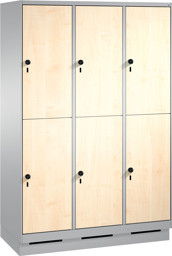 Zeige Details für Garderobenschrank doppelstöckig, 6 Fächer S3000 Evolo mit 300 mm Abteilbreite, mit Sockel Bild von Garderobenschrank doppelstöckig, 6 Fächer S3000 Evolo mit 300 mm Abteilbreite, mit Sockel