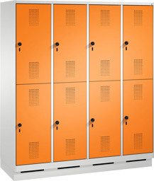 Zeige Details für Garderobenschrank doppelstöckig, 8 Fächer S3000 Evolo mit 300 mm Abteilbreite, mit Sockel Bild von Garderobenschrank doppelstöckig, 8 Fächer S3000 Evolo mit 300 mm Abteilbreite, mit Sockel