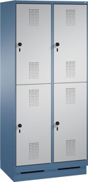 Zeige Details für Garderobenschrank doppelstöckig, 4 Fächer S3000 Evolo mit 400 mm Abteilbreite, mit Sockel Bild von Garderobenschrank doppelstöckig, 4 Fächer S3000 Evolo mit 400 mm Abteilbreite, mit Sockel