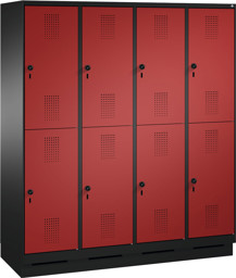 Zeige Details für Garderobenschrank doppelstöckig, 8 Fächer S3000 Evolo mit 400 mm Abteilbreite, mit Sockel Bild von Garderobenschrank doppelstöckig, 8 Fächer S3000 Evolo mit 400 mm Abteilbreite, mit Sockel