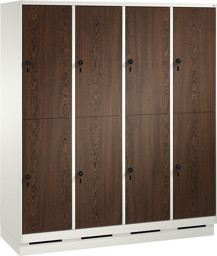 Zeige Details für Garderobenschrank doppelstöckig, 8 Fächer S3000 Evolo mit 300 mm breiten MDF-Dekortüren, mit Sockel Bild von Garderobenschrank doppelstöckig, 8 Fächer S3000 Evolo mit 300 mm breiten MDF-Dekortüren, mit Sockel