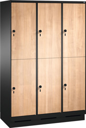 Zeige Details für Garderobenschrank doppelstöckig, 6 Fächer S3000 Evolo mit 300 mm breiten MDF-Dekortüren, mit Sokel Bild von Garderobenschrank doppelstöckig, 6 Fächer S3000 Evolo mit 300 mm breiten MDF-Dekortüren, mit Sokel