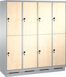 Zeige Details für Garderobenschrank doppelstöckig, 8 Fächer S3000 Evolo mit 400 mm breiten MDF-Dekortüren, mit Sokel Bild von Garderobenschrank doppelstöckig, 8 Fächer S3000 Evolo mit 400 mm breiten MDF-Dekortüren, mit Sokel