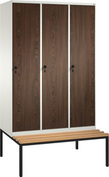 Zeige Details für Garderobenschränke einteilig S 3000 EVOLO mit Sitzbank 3 Fach mit 400 mm breiten MDF Dekorüren Bild von Garderobenschränke einteilig S 3000 EVOLO mit Sitzbank 3 Fach mit 400 mm breiten MDF Dekorüren