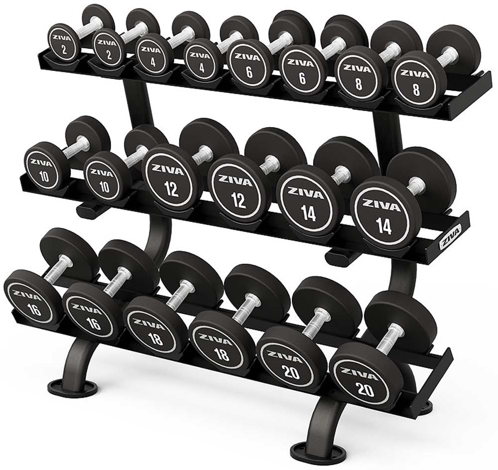 Bild von ZIVA PERFORMANCE 3-TIER, 10-PAIR ROUND DUMBBELL RACK WITH SADDLES - 2025
